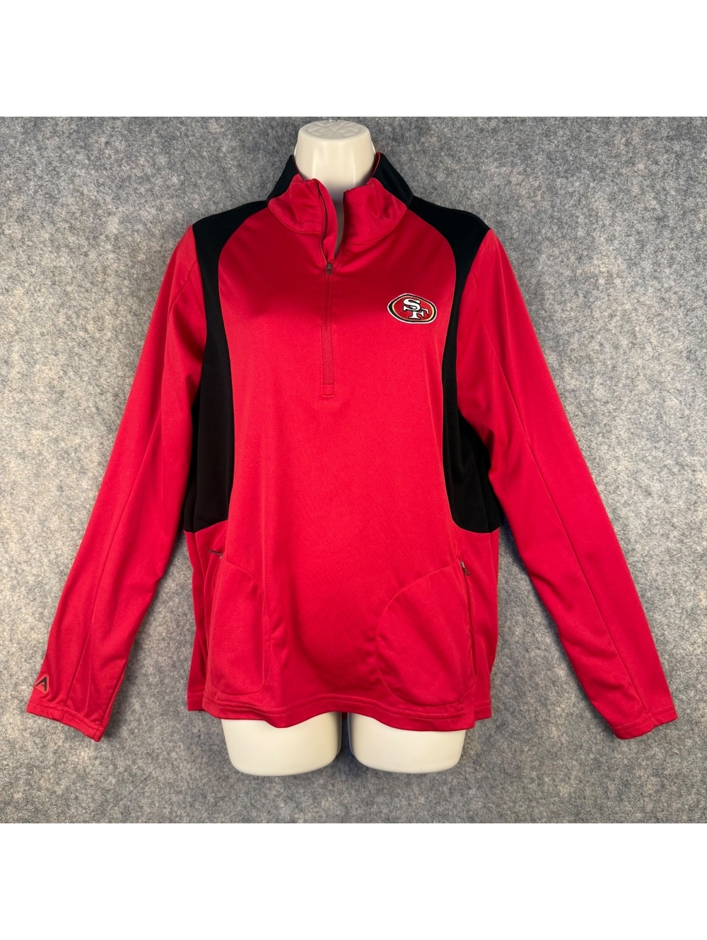 San Francisco 49ers 1/4 Zip Pullover Red Black Embroidered Women Large 386
